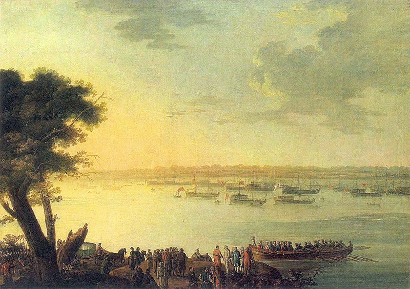 Jan Bogumil Plersch Catherine II leaving Kaniow in 1787. France oil painting art